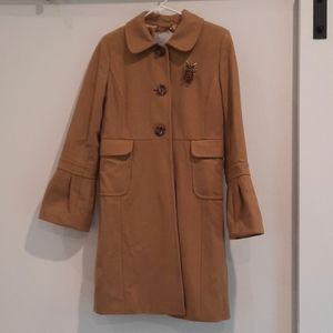 Camel color Old Navy Coat with Added Owl Brooch